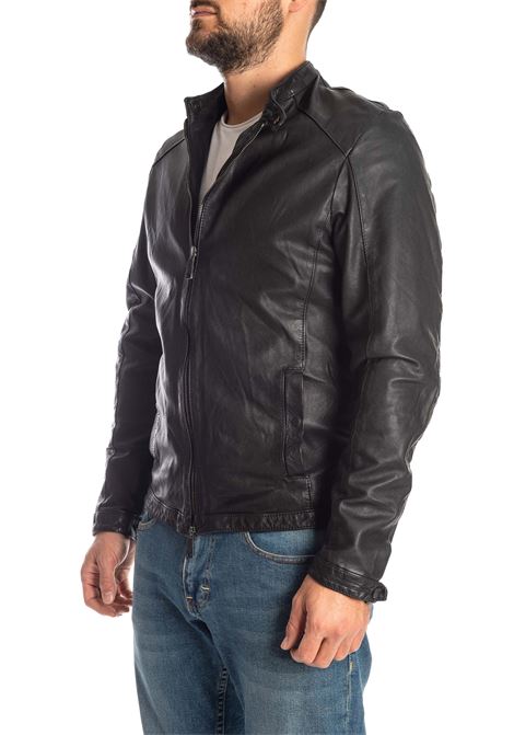 Black washed leather biker jacket PK BY PASKAL | 720NAPPA NAT WASHED-NERO